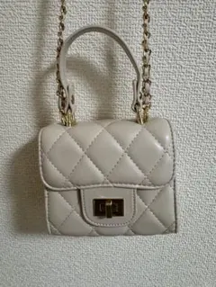 シップス カラーズ ショルダーバッグ レザー ベージュ チェーン 