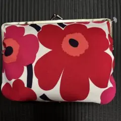 marimekko ウニッコ柄がま口ポーチレッド