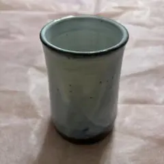 笠間焼　青白釉 円筒形 陶器 花器