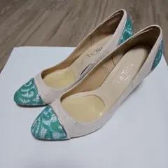 Le Talon エレガントパンプス 緑レース