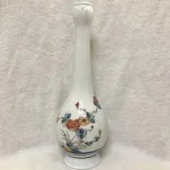 松本為佐視作 青白瓷 作家物 花器 陶器製フラワーベース 花柄 ホワイト