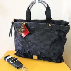 新品⭐クリスチャンオリビエ 撥水 2way ショルダー トートバッグ カモフラ紺のサムネイル