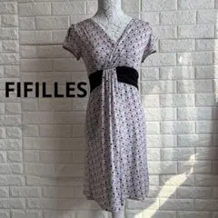 FIFILLES フィフィーユ 総柄 幾何学 カシュクールワンピース