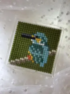 ハンドメイド クロスステッチ マグネット カワセミ