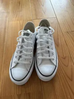 CONVERSE レザーホワイト 厚底スニーカー　23.5センチ