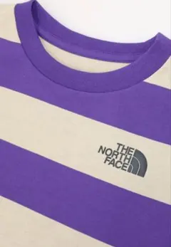 極美品★THE NORTH FACE 長袖カットソー 紫ベージュストライプ150