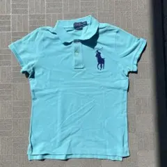 ポロラルフローレン ビッグポニー ポロシャツ 水色 ワンポイント刺繍 美品