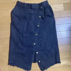 ブラックデニム ラップスカートL