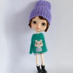ブライスアウトフィット　クマニットとスカート　エメラルドxピンククマ