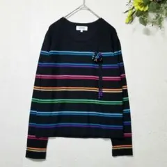 ソニアリキエル（40・L）黒×マルチボーダー セーター 大きいサイズ