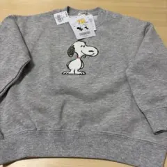 PEANUTS スヌーピー トレーナー 75周年記念95cmグレーバックプリント