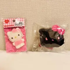 新品未開封 お顔厳選 ハローキティ マスコットキーホルダー 黒猫 2点セット