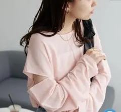 DISCOAT シアー肩開きプルオーバー カットアウト カットソー