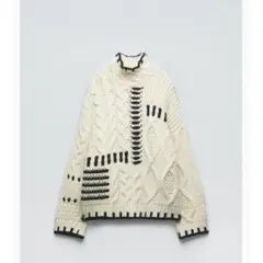 ZARA コントラストトップステッチニットセーター