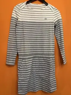お値下げ‼️LACOSTE グレー・ホワイトストライプ ミニワンピース