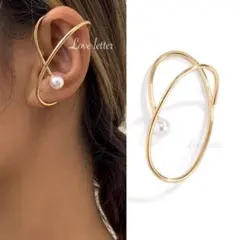 No.95A ニュアンスパールゴールドイヤーカフイヤリング韓国 KPOP 上品