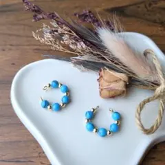 No.165　ターコイズ（練り）イヤーカフ　ハンドメイド