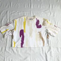 【美品】アディダス × テベ・マググ クロップド Tシャツ 総柄 コラボ Lのサムネイル