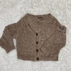 モカベージュ ケーブルニットカーディガン M 春アウター