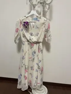 MICOAMERI 花柄 半袖 ひざ丈ワンピース