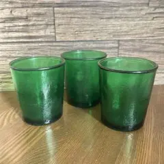 色ガラス　コップ　グラス　3個セット　昭和レトロ