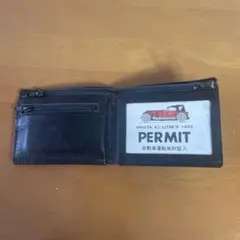 二つ折り 財布 免許証入れ 革製 メンズ 黒