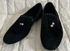 ZARA メンズ　黒 スエード　タッセル付きローファー　43 27センチ