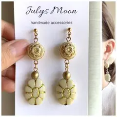 1993アンティークピアスイヤリングゴールド大ぶりロングシンプル韓国ビーズレトロ