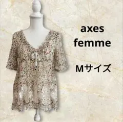 アクシーズファム axesfemme 半袖チュニック 花柄 フリル レース Mのサムネイル