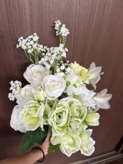 造花　ホワイト・グリーン