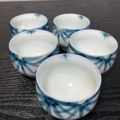 青い竹模様 湯飲み 5個セット