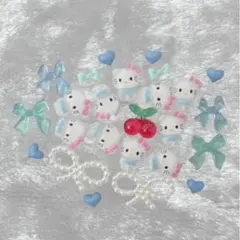 キティちゃん 水色 ネイルパーツ デコパーツ 10個セット(パーツおまけ)