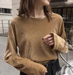 サイドスリットシアーフロッキーベロア見えトップス