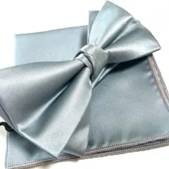 蝶ネクタイ・ポケットチーフ ライトブルー ボウタイ 挙式 新郎 無地 人気 Dc