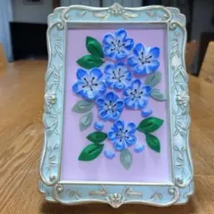 つまみ細工のネモフィラ額入り