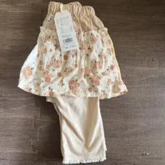 110サイズ 花柄チェック レギンス付きスカート