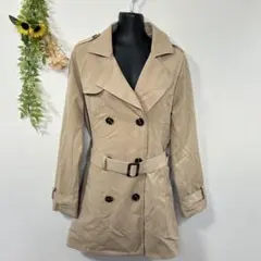 【c2763】✨美品✨ロングコート　コート　ベルト付き　Aライン ベージュ