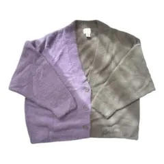 H&M 紫・グレー ボタン付きニット S/M