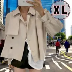 新品♡XLサイズ♡ショートトレンチコート　ベージュ系　秋　春