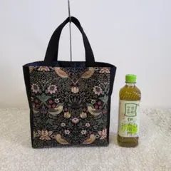 手作りミニトートバック　ウィリアムモリス　いちご泥棒柄　ジャガード織り