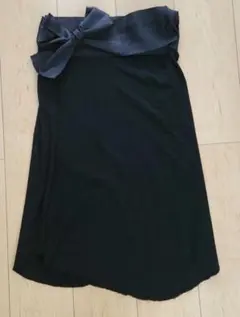 ふりふ　着物帯巻きスカート　黒のサムネイル