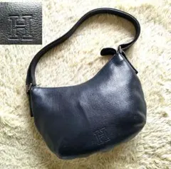 美品】ヒロフ ソーロ ショルダーバッグ ハンドバッグ シボ Hロゴ 2way