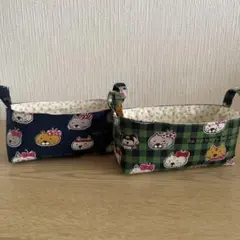 布バスケット2個セット メガネ置き 和柄 猫柄 ハンドメイド - メルカリ