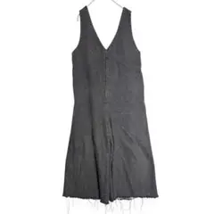 HUG.U ハグユー　バックリボンデニムサロペット　ダークグレー　M ゆったり