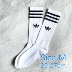 【新品】アディダス ハイクルーソックス M 25-27 ホワイト×ブラック 2足