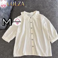 COLZA フリル襟 ピンタックブラウス 6分袖 白 M 量産型　ガーリー