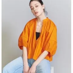 1.3万 BEAUTY & YOUTH 麻コットンドビー Vネックチュニック