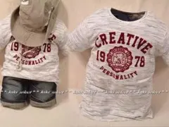 861◆新品【140cm】グレー★撚り杢フロッキープリント★半袖Tシャツ