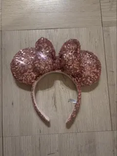 ミニーマウス風スパンコールピンクカチューシャ