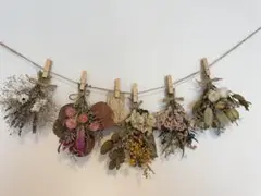 ミモザと小花　ドライフラワーガーランド　スワッグ　ドライフラワー